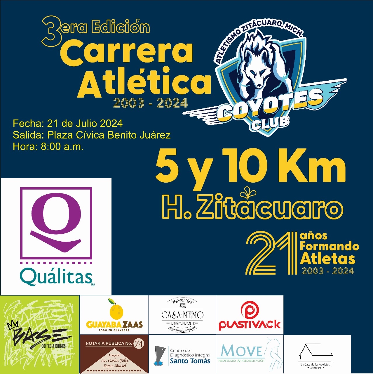 3RA CARRERA ATLÉTICA COYOTES 5K Y 10K